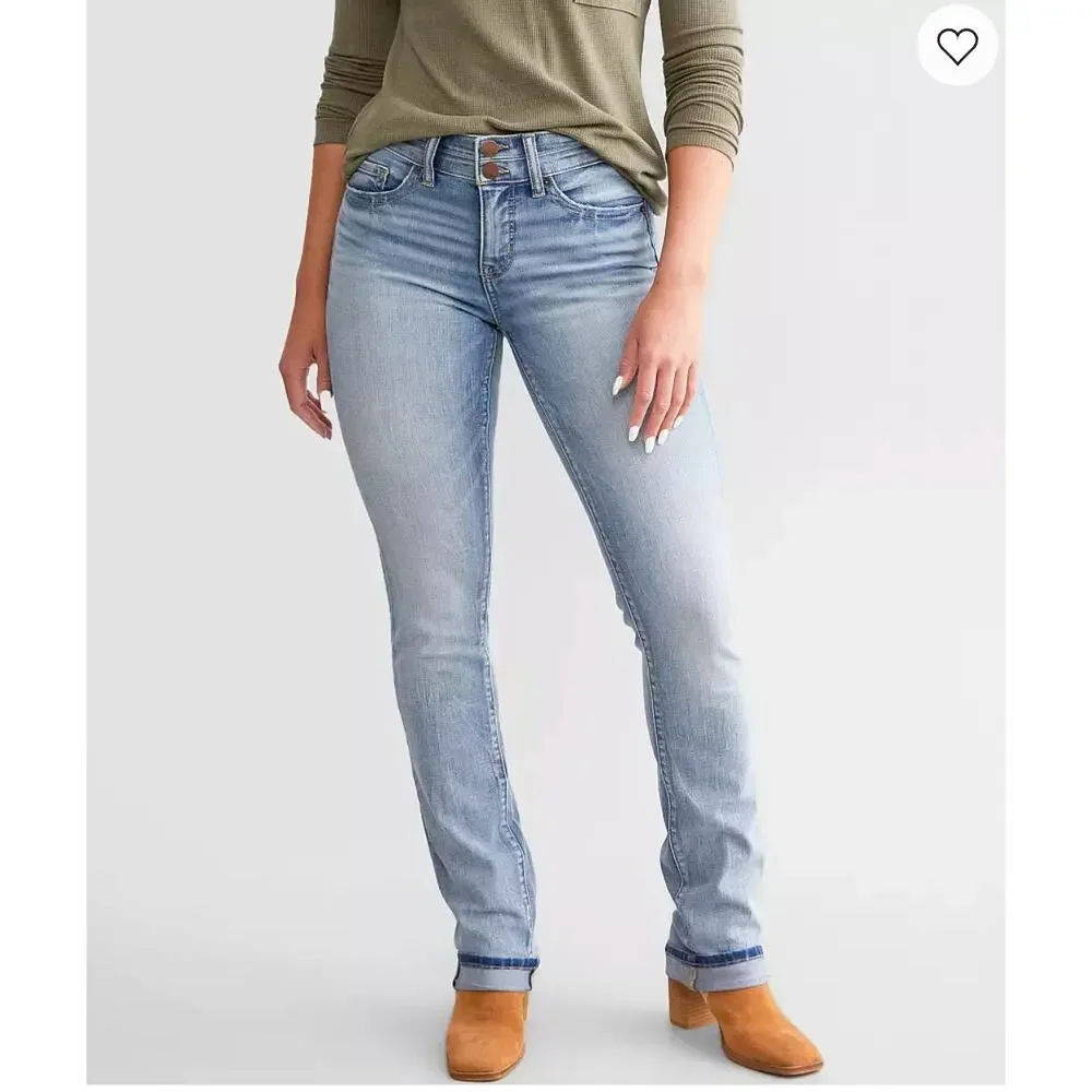 BKE Payton universal fit mid rise distressed straight jeans size 26x33 - Picture 2 of 8